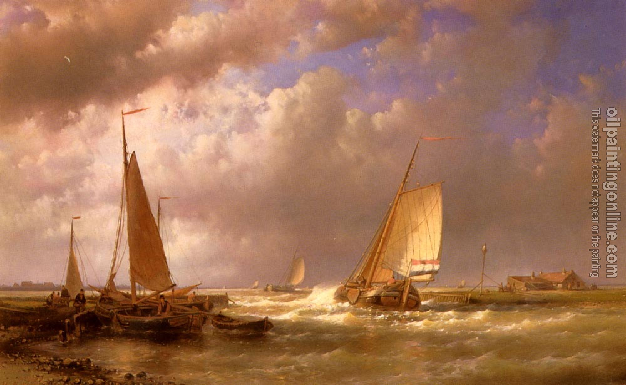 Hulk, Abraham - Dutch Barges At The Mouth Of An Estuary